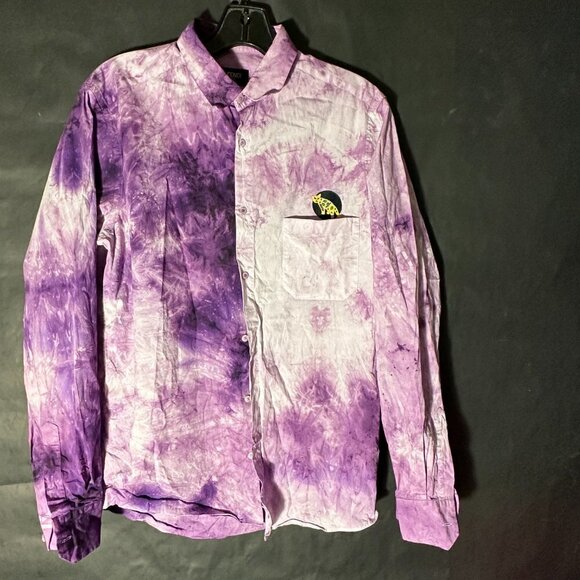 Fendi Purple Shirt Mans Tie Dye Button up Size Small Long Sleeve Cotton Couture - Picture 5 of 10
